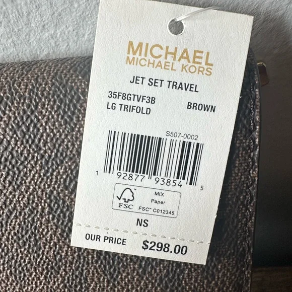 Michael Kors Brown Pebbled Continental Trifold Wallet Monochrome MK NWT - Picture 6 of 7